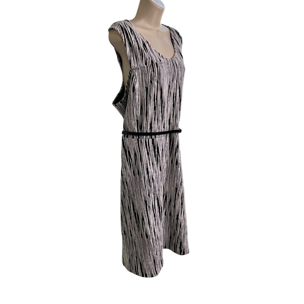 Lane Bryant Womens Black White Striped Sleeveless Belted Dress Plus Size 28 u - Picture 9 of 11
